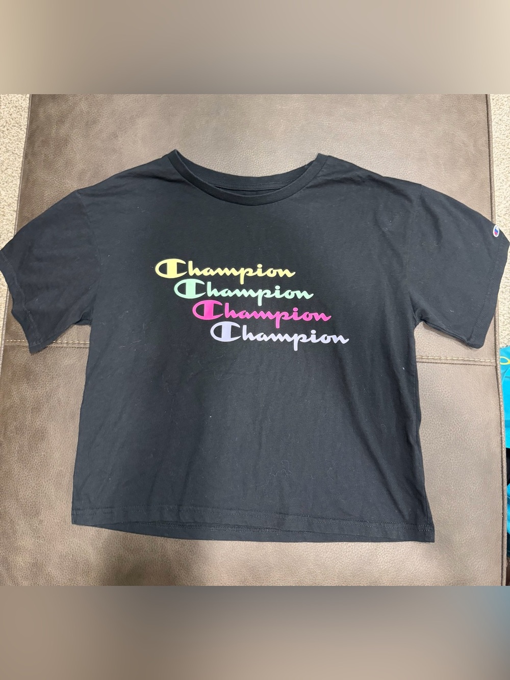 Cherokee Black Crop Top with Multicolor Script Logos